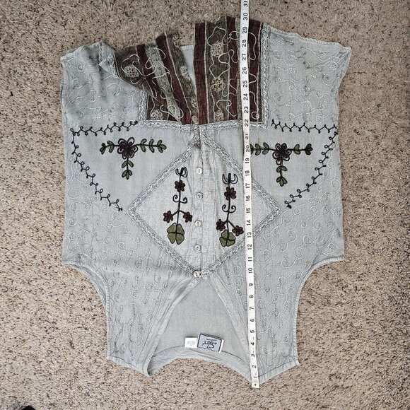 Vintage Select Embroidered Button Front Vest Boho Grunge Rayon Shirt Top 2X - Picture 12 of 12